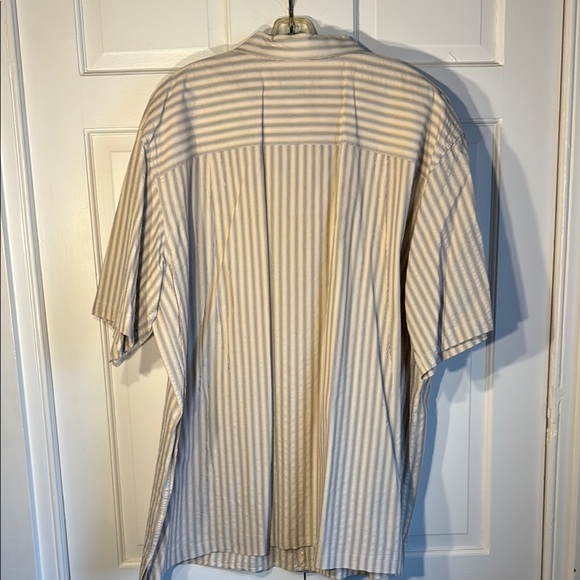 Oak Hill Tan Casual Button Down Shirt with Stripes - Picture 3 of 7